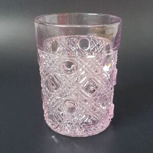 Vintage Purple Cut Glass Tumbler With Intricate Geometric Pattern